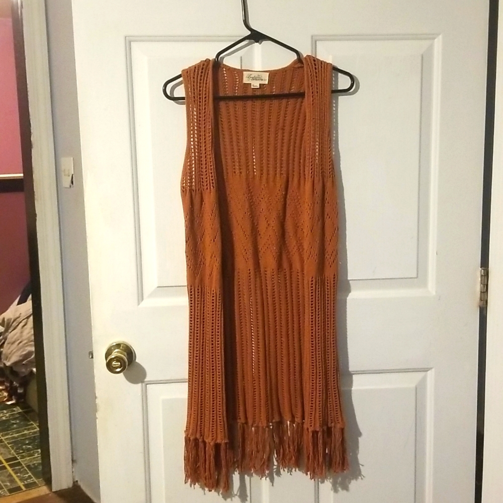 Forever 21 Rust Sleeveless Fringe Vest
